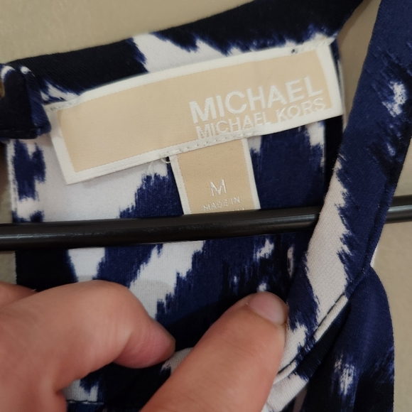 Michael Kors Maxi Dress Size Medium Navy Blue And White Print - Picture 3 of 6